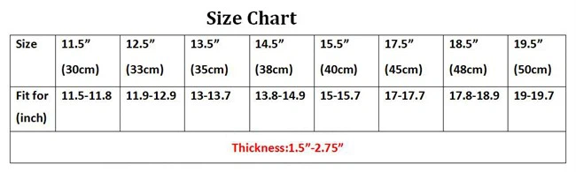 Size chart of round stool seat covers